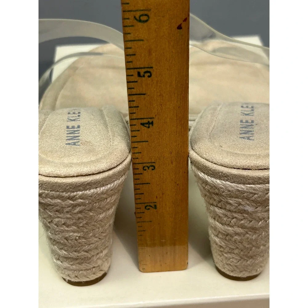 Anne Klein Wedge Sandals Womens 11 Clear Aksense Espadrille iFlex SENS01F9 Beige